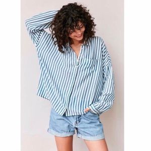 BDG blue and white striped button down